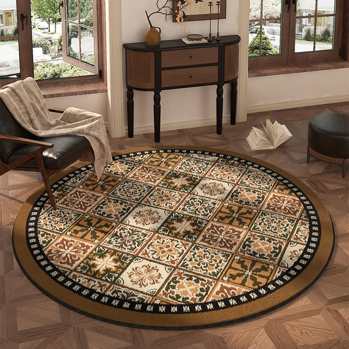 Round Floral Design Area Rug