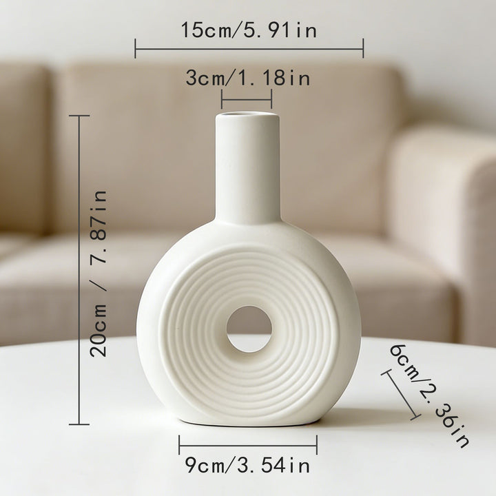 Sculptural Ceramic Interlocking Loop Vase Set Minimalist Tabletop Decor