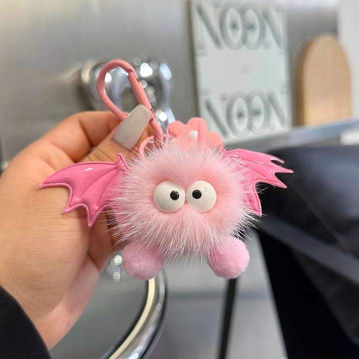 Plush keychain with bat motif
