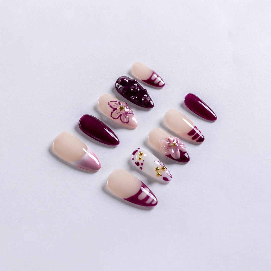 Floral Themed Press-On Nail Art