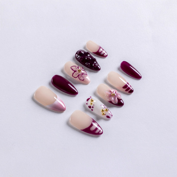 Floral Themed Press-On Nail Art