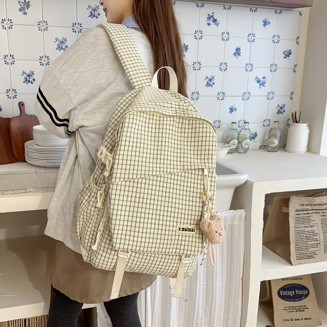 Stylish Grid Pattern Backpack Kalsten