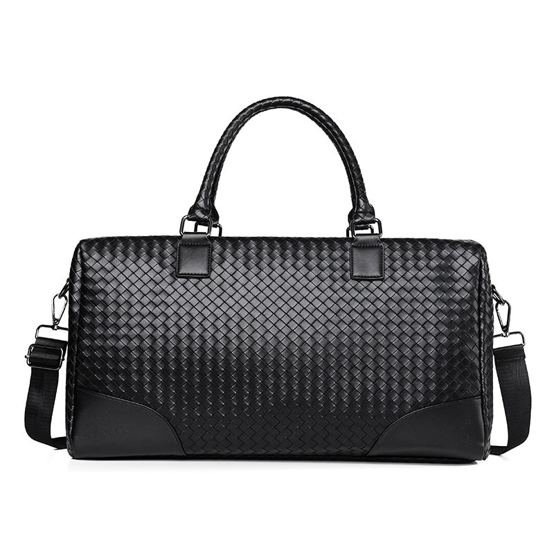 Woven Leather Weekender Duffel Bag Kalsten