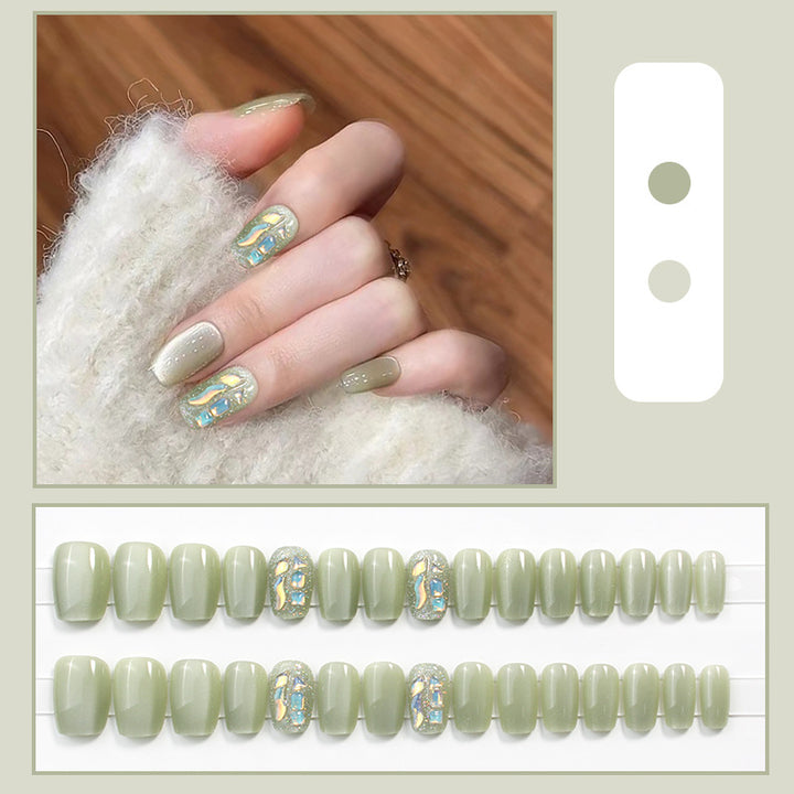 Decorative Press-On Nail Tips Set with Geometric Designs Kalsten