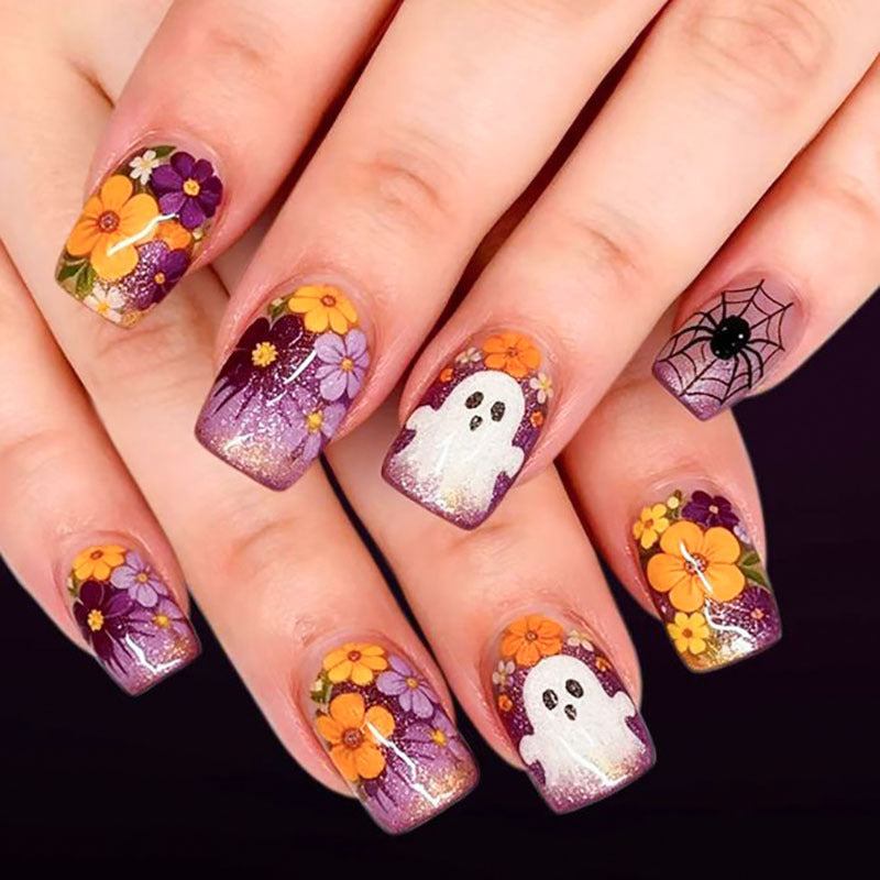 Seasonal Floral Themed Press-On Nails