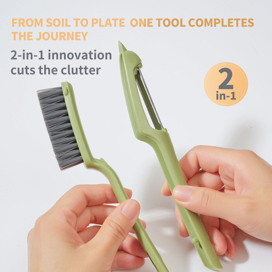 Multi-Function Y-Shaped Vegetable Peeler with Integrated Brush and Stem Remover