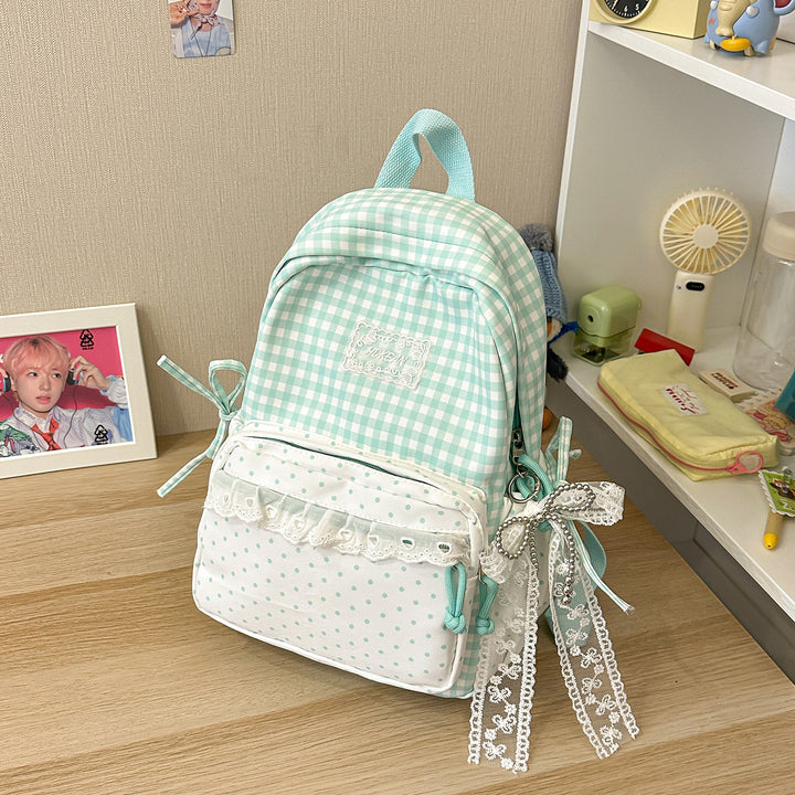 Stylish Gingham Patterned Backpack Kalsten