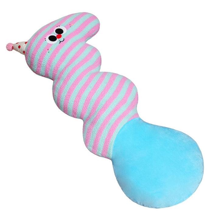 Cuddly worm-shaped plush decorative pillow as body pillow