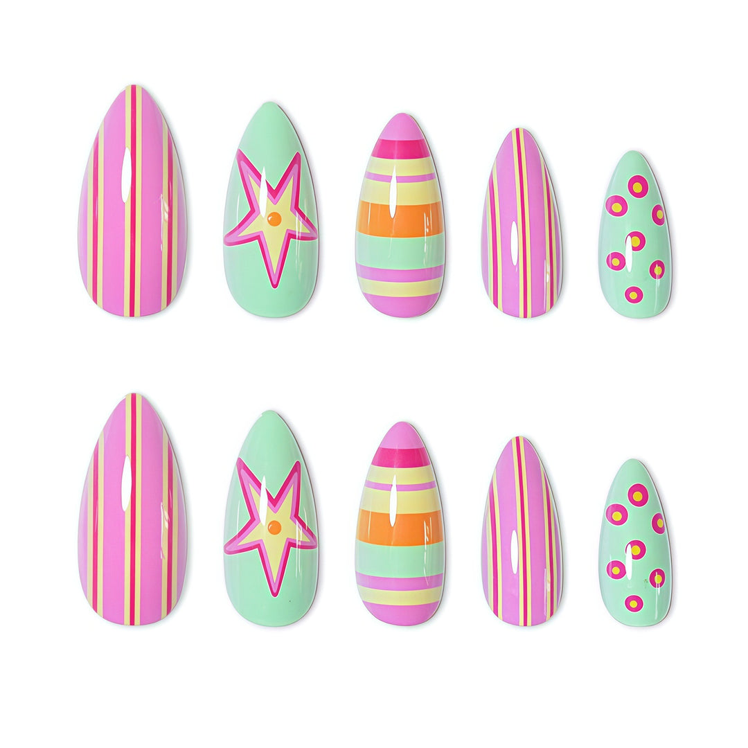 Vibrant Patterned Nail Art Extensions Kalsten