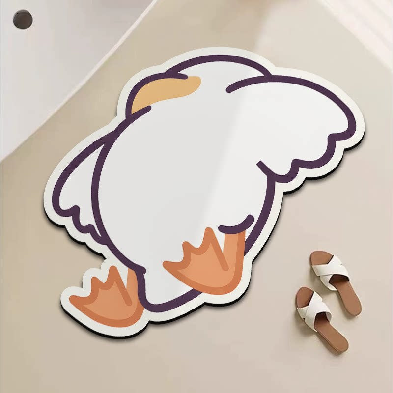 Playful Cartoon Goose-Shaped Bath Mat