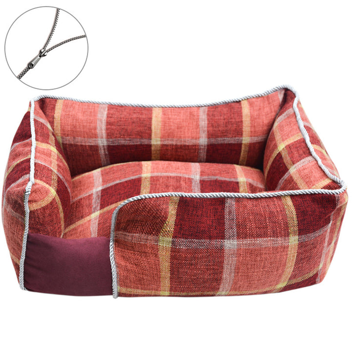 Cozy Plaid Dog Bed