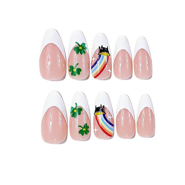 Themed Rainbow and Shamrock Nail Art Kalsten