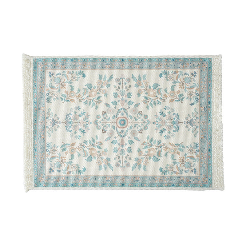 Short-pile decorative bathroom and runner carpet in oriental medallion style with fringes Kalsten