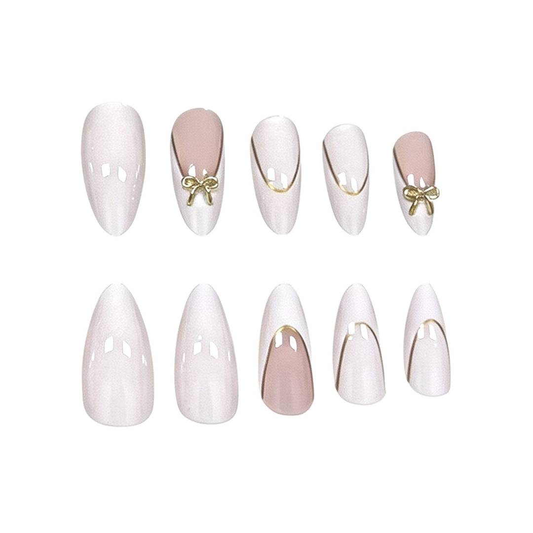 Elegant Stiletto Nail Art Extensions with Decorative Bow Kalsten
