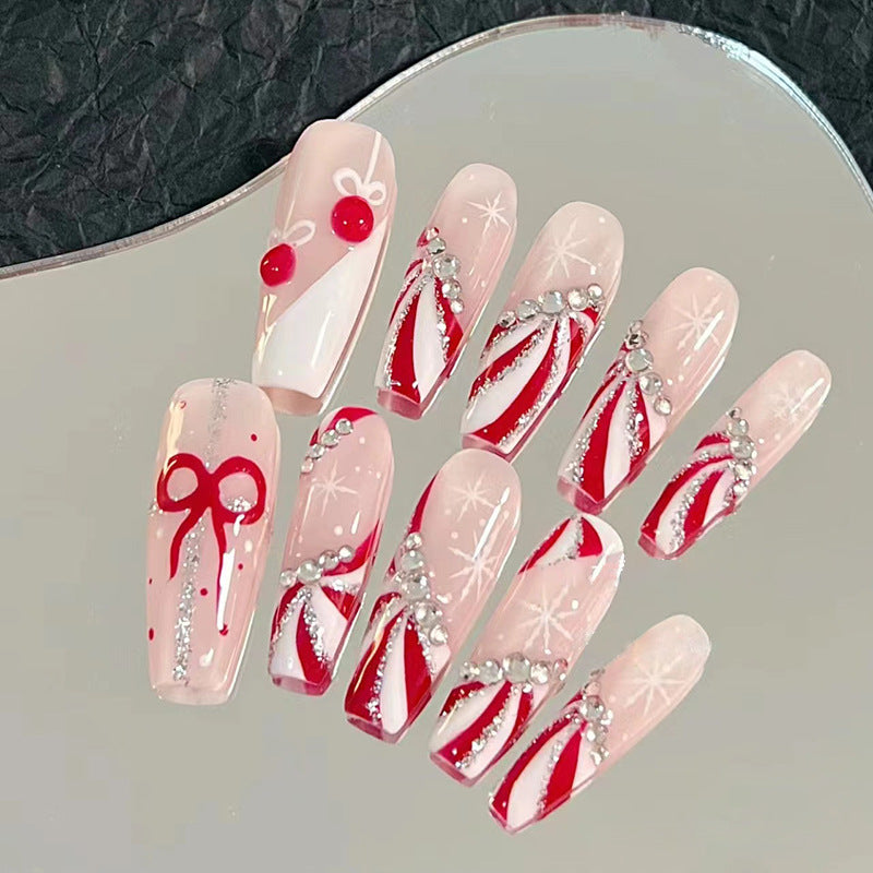 Artistic Press-On Nail Set with Animal Print