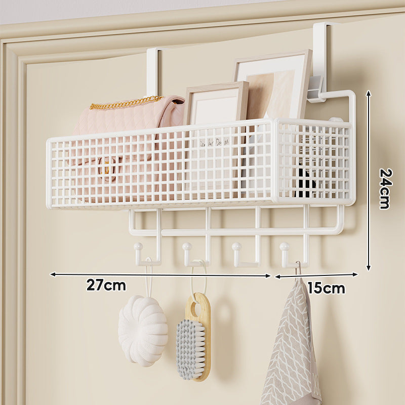 Over-Door Hanging Double-Tier Ventilated Mesh Storage Basket Organizer with Hooks