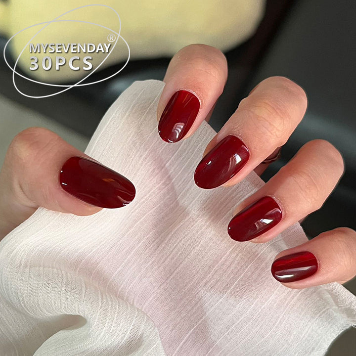 Glossy Red Press-On Nail Set Kalsten