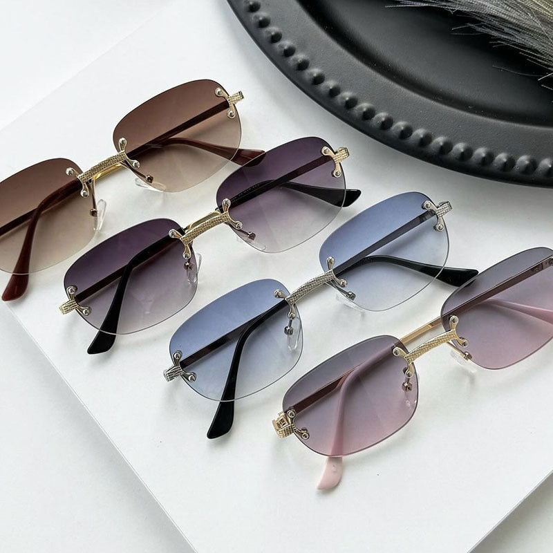 Women's elegant square sunglasses with transparent lenses and high-quality metal frame Kalsten