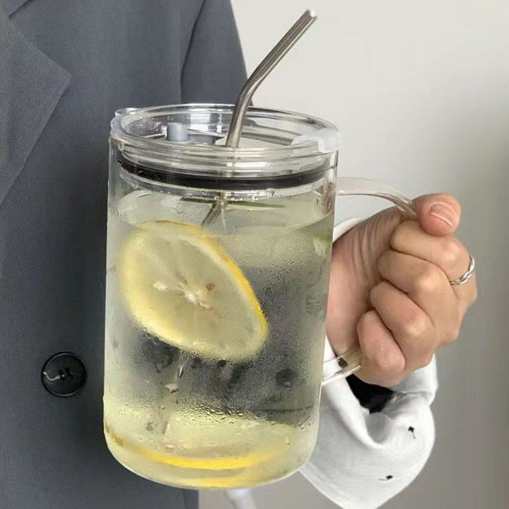 Ladies Multifunctional Glass Pitcher with Lid and Straw Kalsten