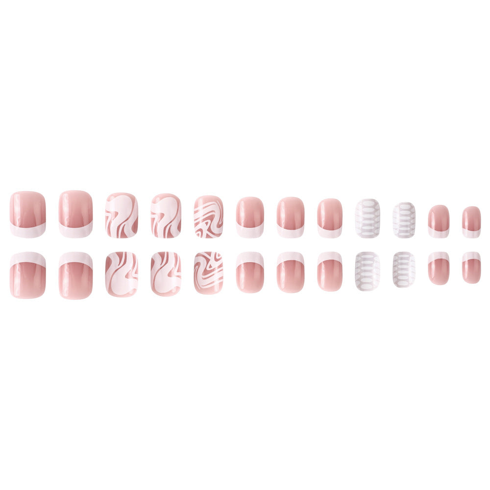 Artistic Press-On Nail Set with Marble and Textured Design Kalsten