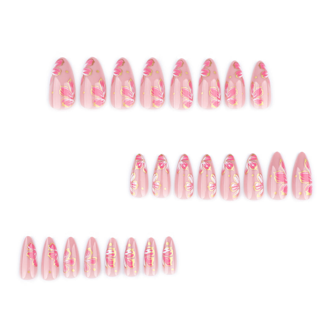 Artful nail art with elegant floral designs and gold accents Kalsten