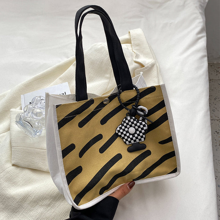 Modern Geometric Print Canvas Tote Bag