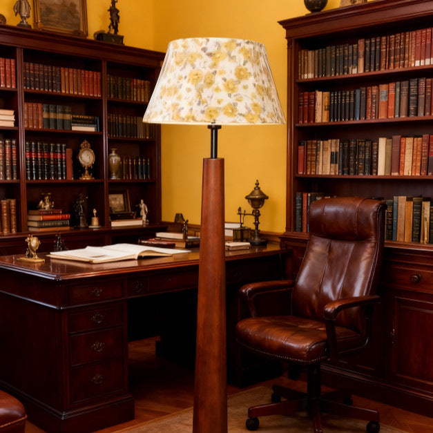 Stylish Floral Shade Wooden Floor Lamp