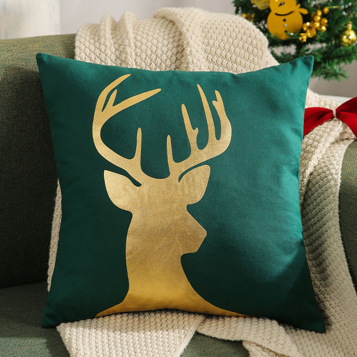 Decorative Holiday Throw Pillow with Deer Silhouette