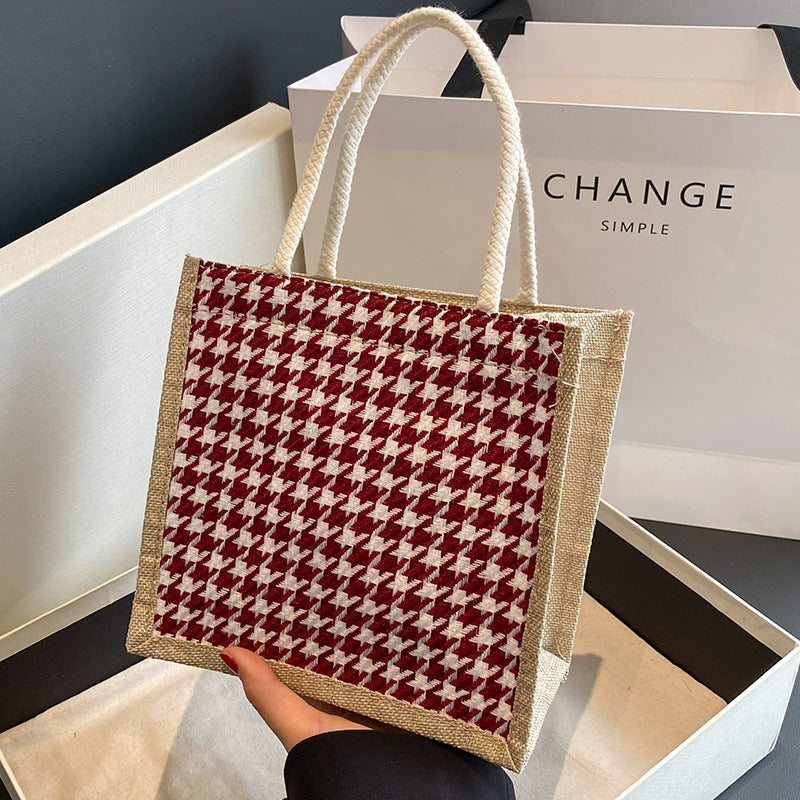 Handcrafted Houndstooth Tote Bag