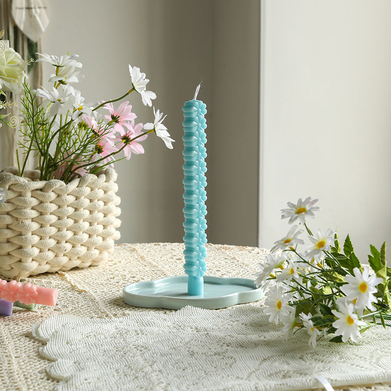 Sculptural Petal-Stack Taper Decorative Candle