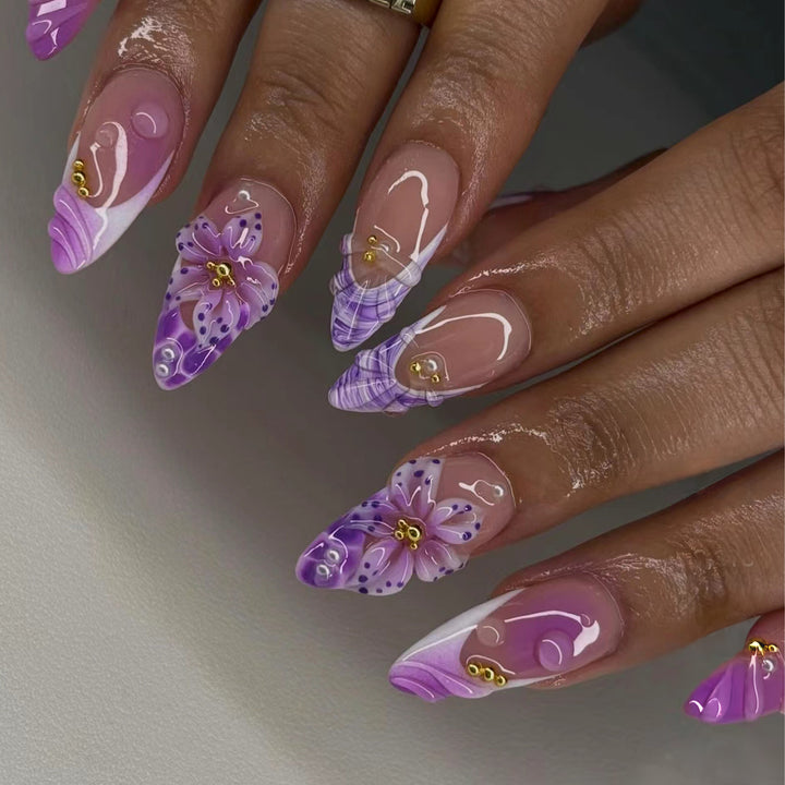 Floral-Inspired Stiletto Press-On Nails Kalsten
