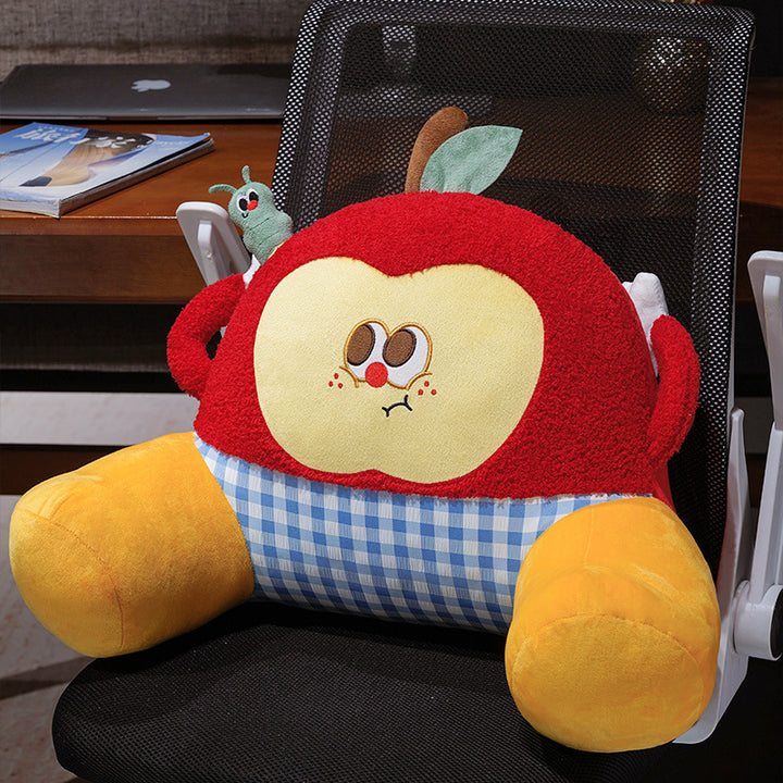 Cozy ergonomic seat and back support cushion in apple character with side armrests