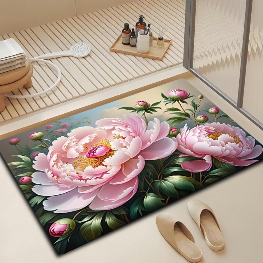 Floral Design Bath Mat Kalsten