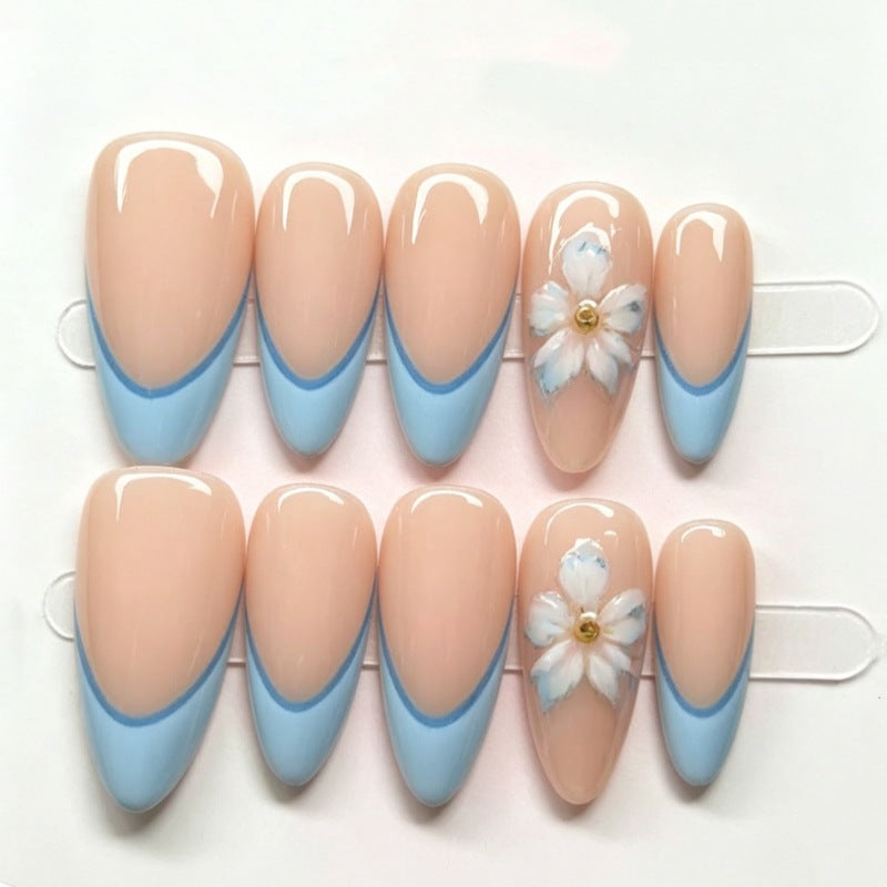 Artistic Press-On Nail Kit with Floral Accents Kalsten