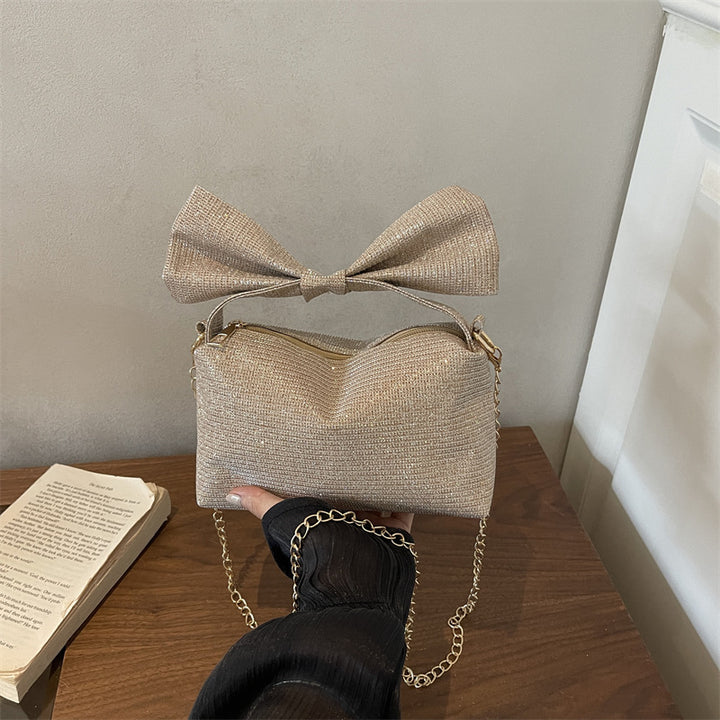 Bow-Accented Sparkling Handbag