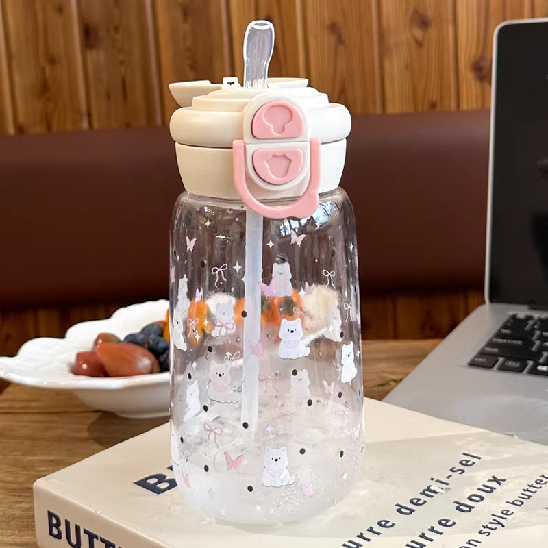 Women's drinking bottle with animal motifs and healthy fruit insert system Kalsten