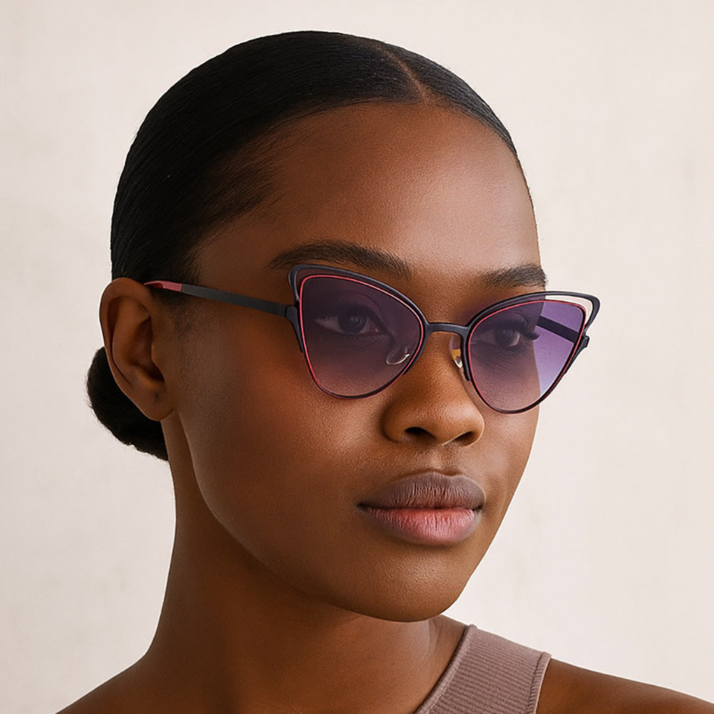 Women's Cat-Eye Sunglasses with Luxurious Metal Frame and High-Quality Gradient Lenses Kalsten