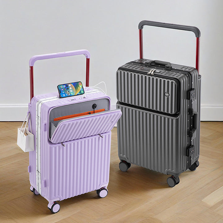 Unisex Multi-Compartment Rolling Hard-Shell Luggage with Integrated Charging Port Kalsten