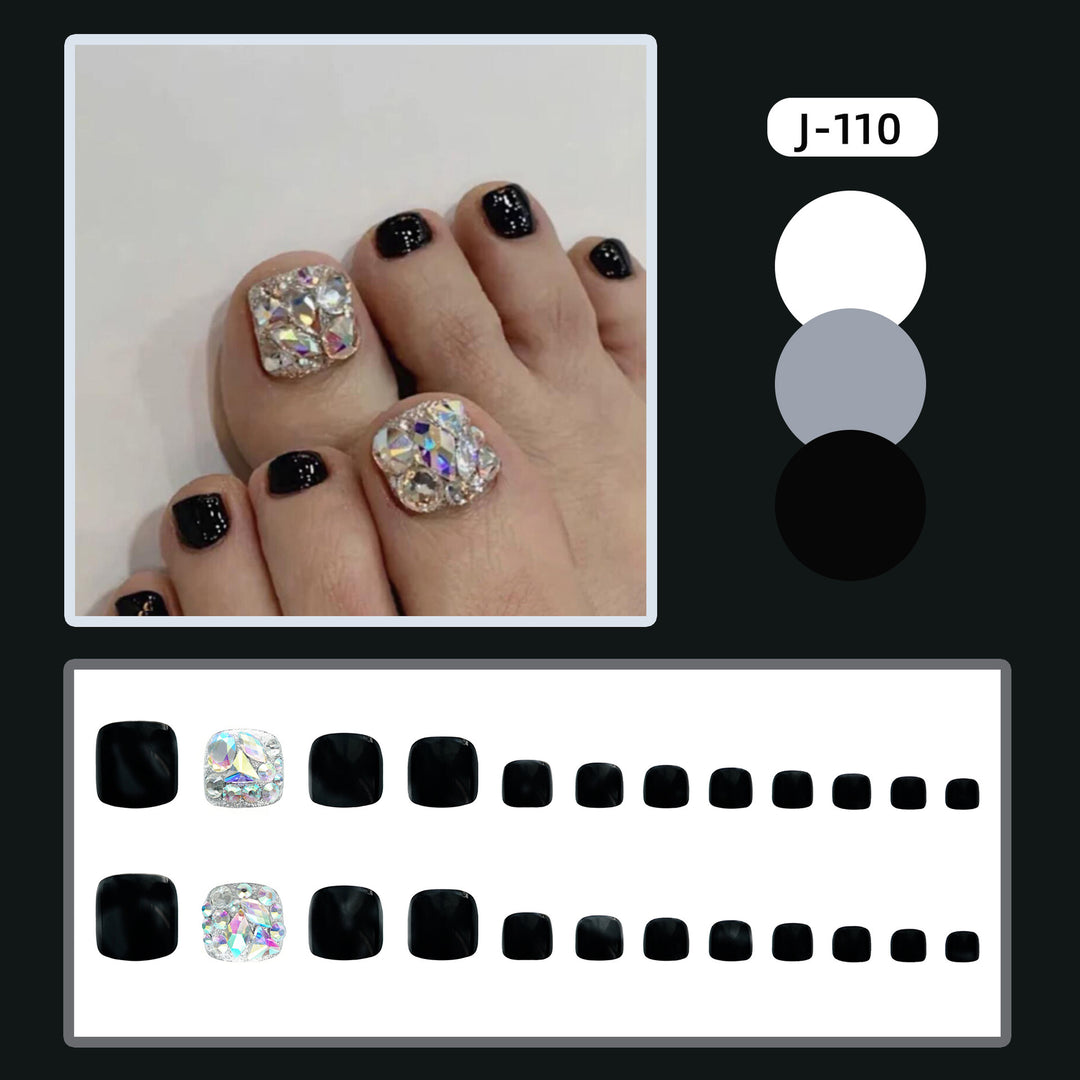 Premium Rhinestone-Embellished Press-On Toenail Set Kalsten