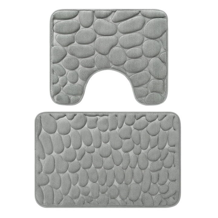 Textured Stone Pattern Bath Mat Set Kalsten