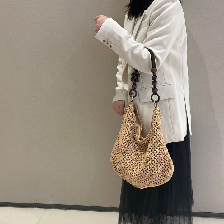 Hand-knotted bag with wooden handles Kalsten