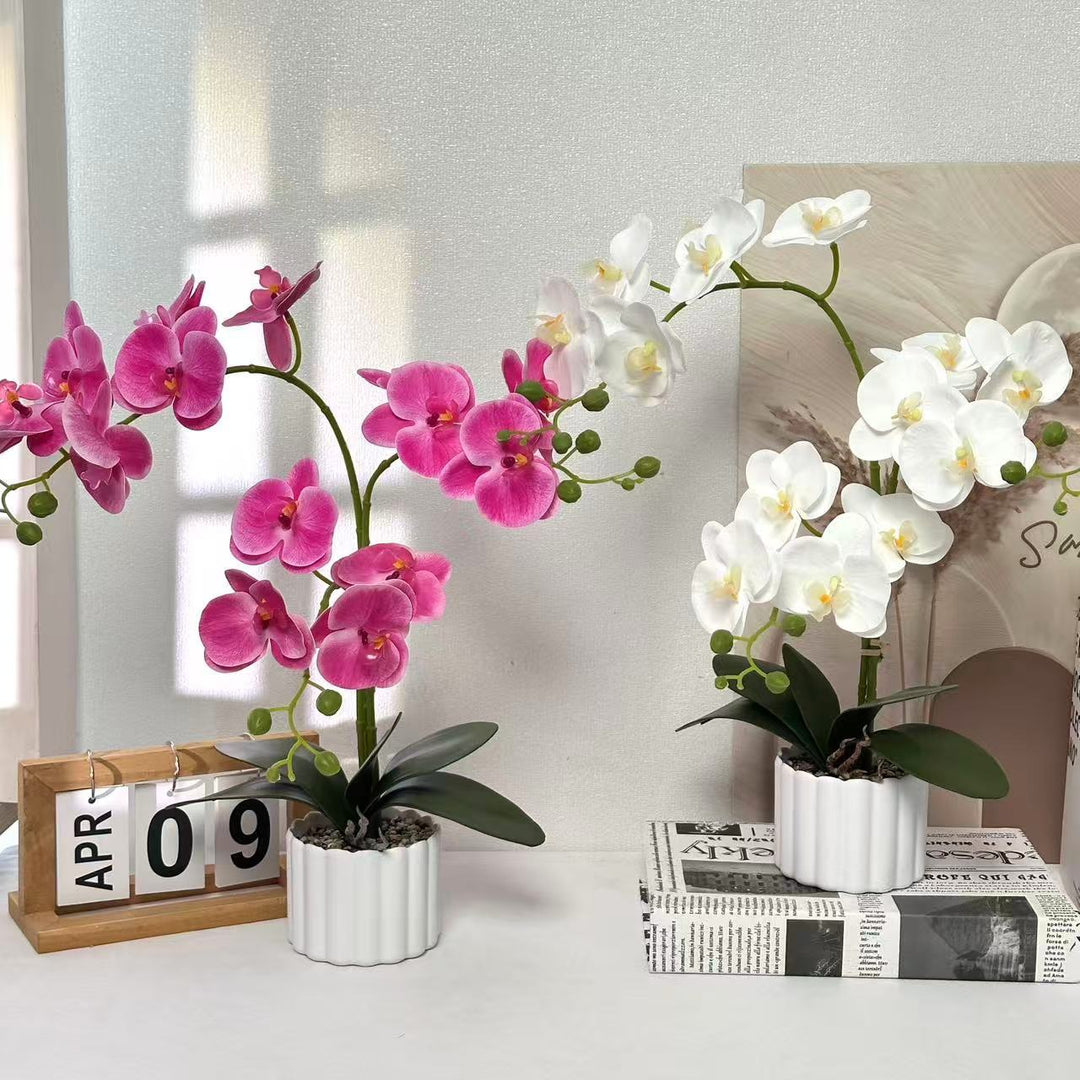 Realistic Artificial Orchid Flower Arrangement for Home Decor