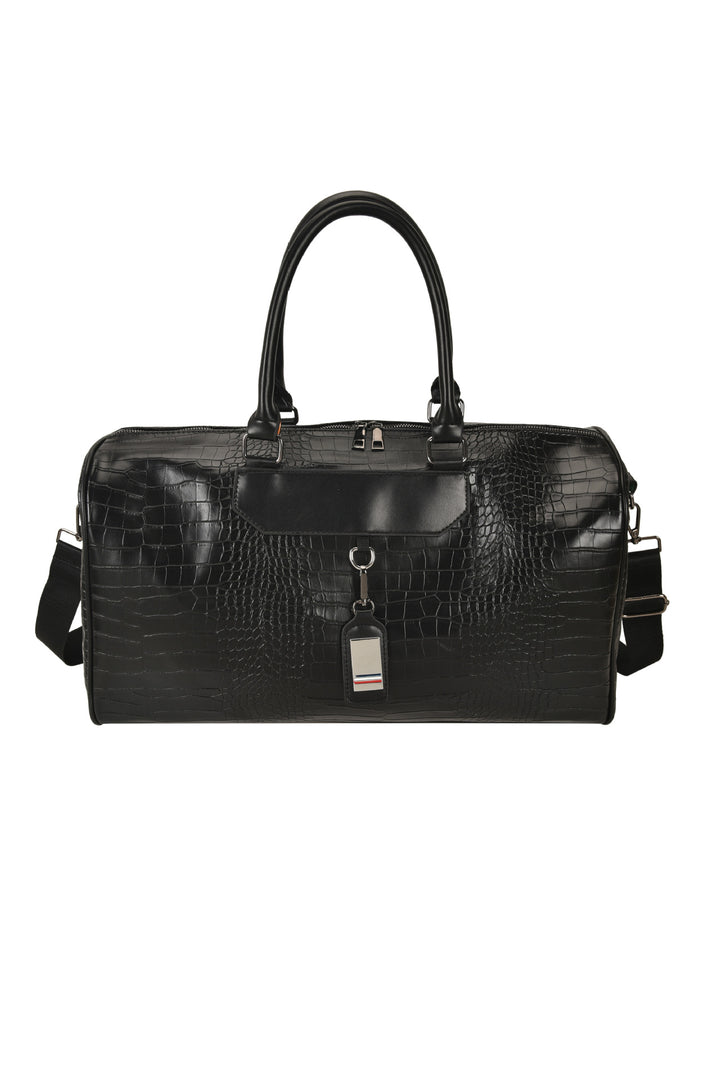 Crocodile-Texture Travel Duffle Bag Kalsten