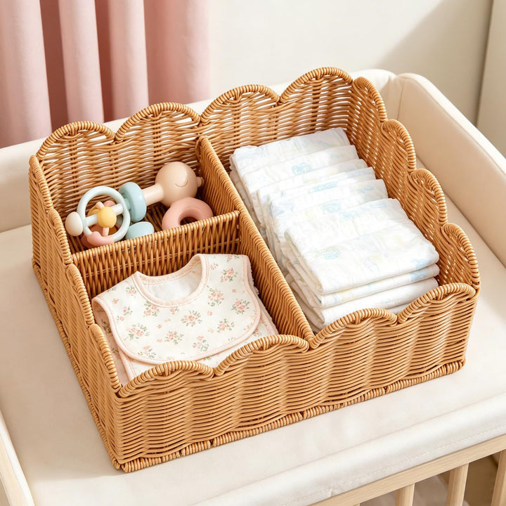 Decorative Scalloped Woven Storage Basket Kalsten
