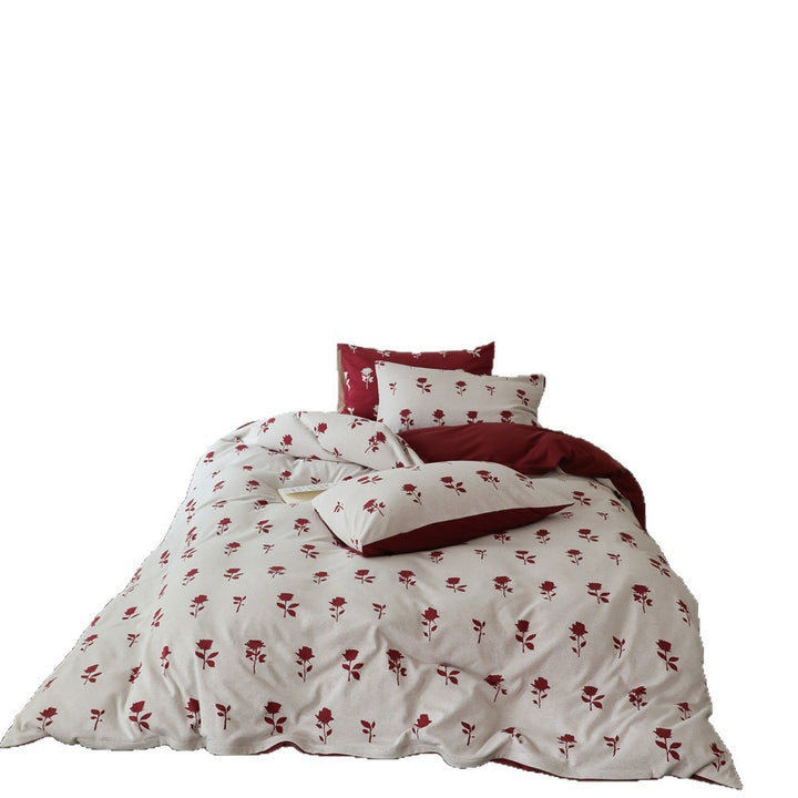 Extra soft jersey bedding with minimalist rose print and reversible side
