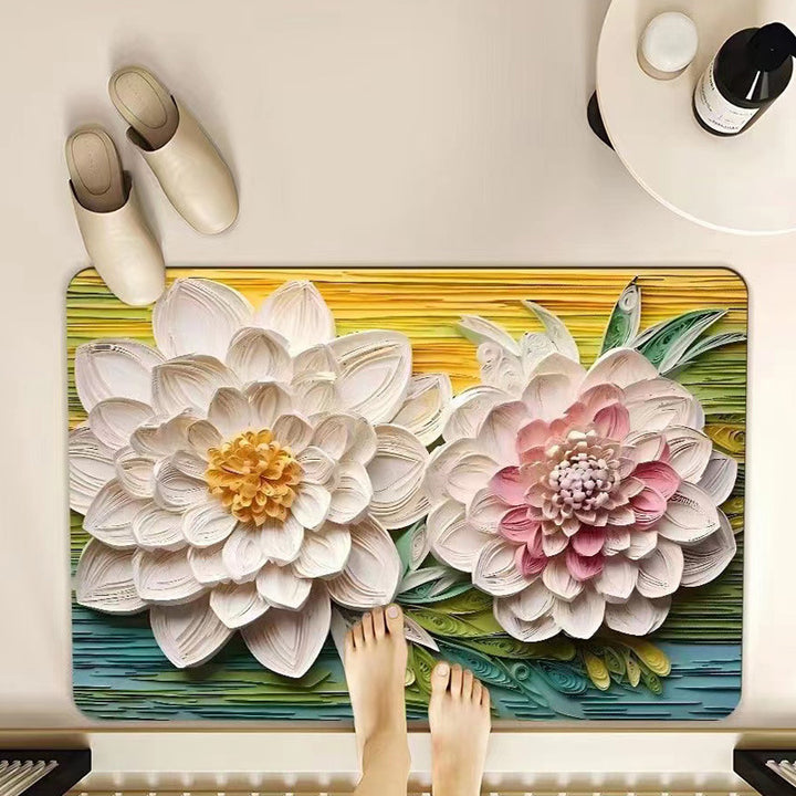Floral-Themed Memory Foam Bathroom Mat Kalsten