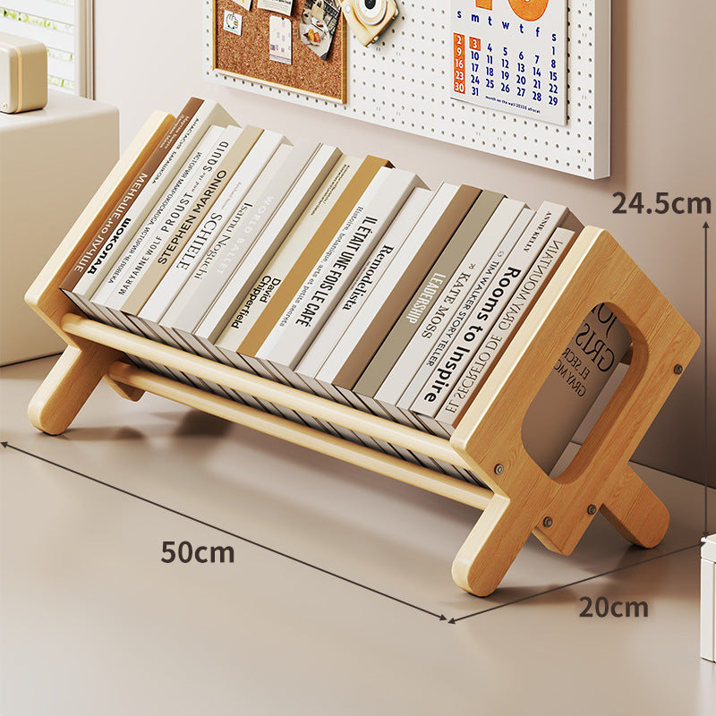Angled Bamboo Desktop Book and Magazine Rack with Non-Slip Rods
