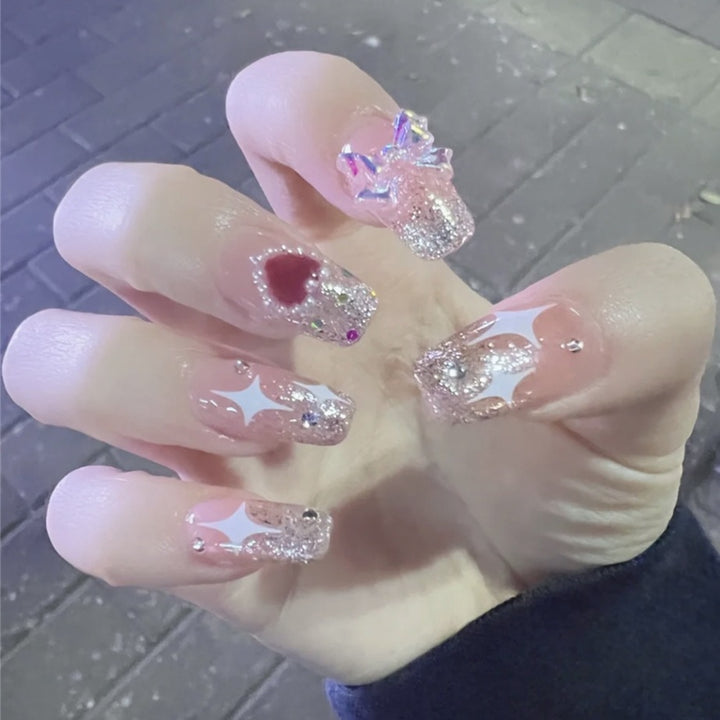 Glamorous Rhinestone-Embellished Press-On Nail Set Kalsten 1790727203