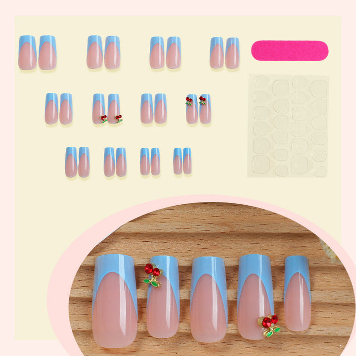Decorative Press-On Nail Set with Floral Accents kalsten 1788495993