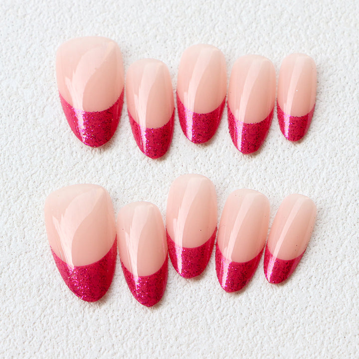 Glamorous Glitter French Tip Press-On Nails